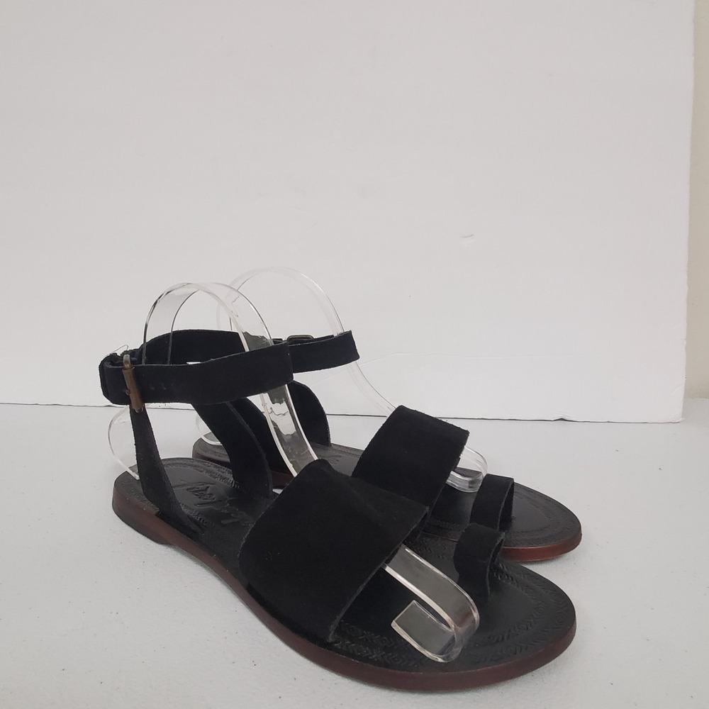 Free People Womens Suede Leather Gladiator Sandals Size 9 US 39 EU Black Neutral